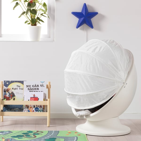 IKEA PS LÖMSK swivel armchair, white/red, 59x82x62 cm