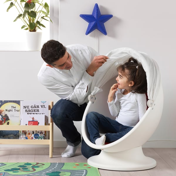 IKEA PS LÖMSK swivel armchair, white/red, 59x75x62 cm