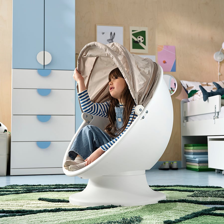 IKEA PS LÖMSK children's swivel armchair, white beige/red, 59x75x62 cm