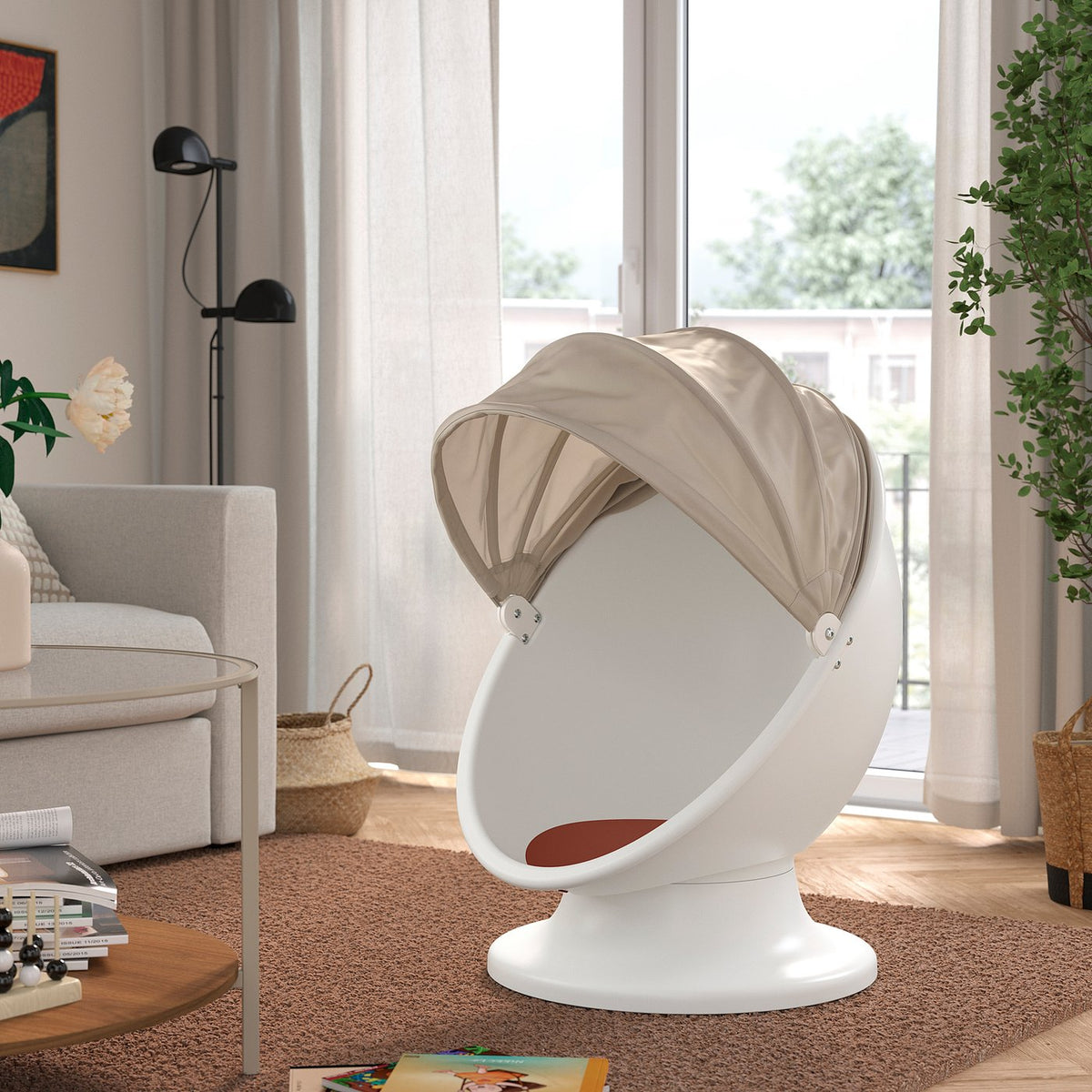 IKEA PS LÖMSK children's swivel armchair, white beige/red, 59x75x62 cm
