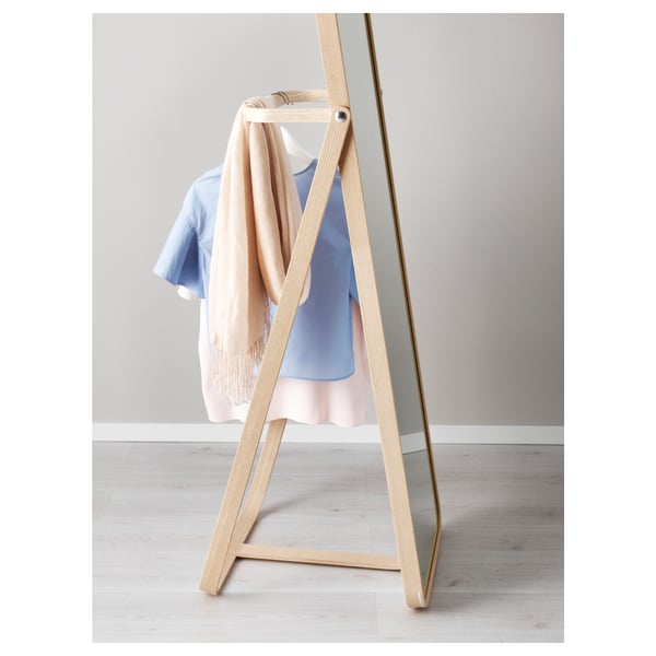 IKORNNES standing mirror, ash, 52x167 cm