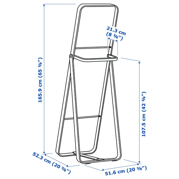 IKORNNES standing mirror, ash, 52x167 cm