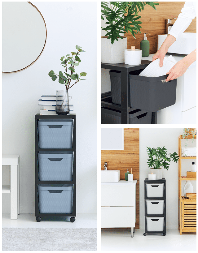 3-drawer chest, 16 litres, with wheels, Jive green, 38.5 x 28.6 x 37.9 cm