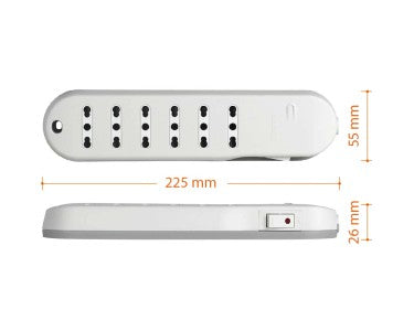 Power Strip 6 Outlets 10/16A Plug 10A