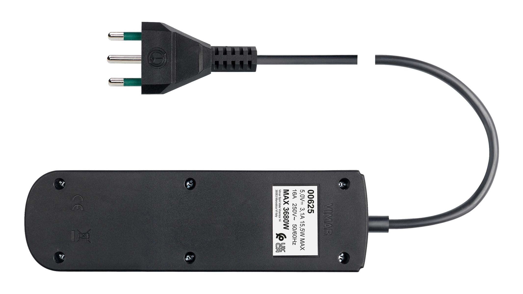 LINEAR SOCKET STRIP WITH 2 UNIVERSAL OUTLETS