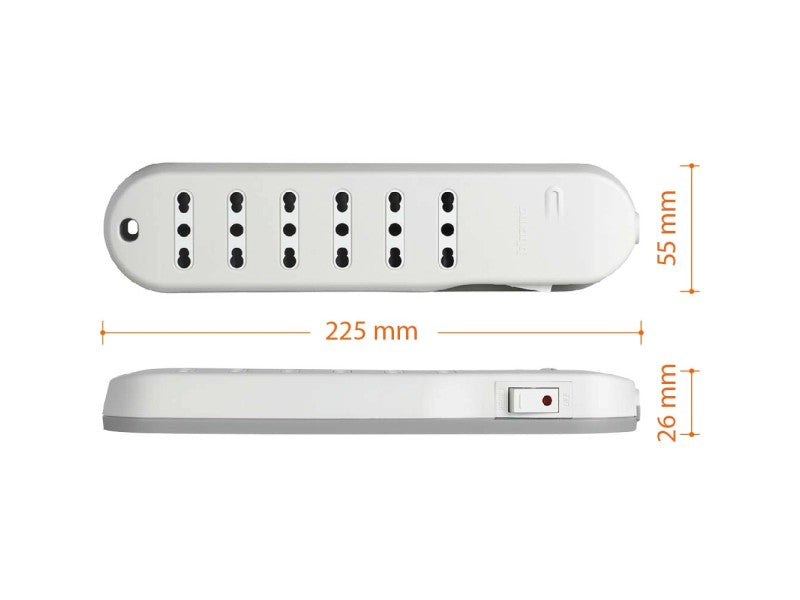Power Strip 6 Outlets 10/16A Plug 10A
