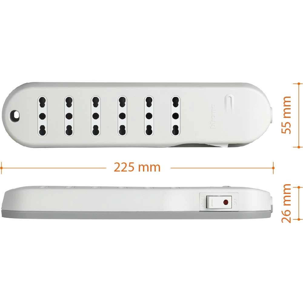 Power Strip 6 Outlets 10/16A Plug 10A