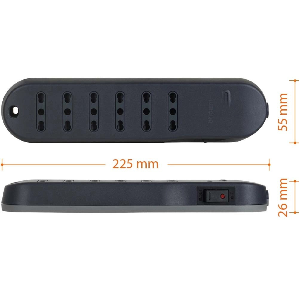 MULTI-SOCKET 6 PLUGS 10/16A SOCKET 10A