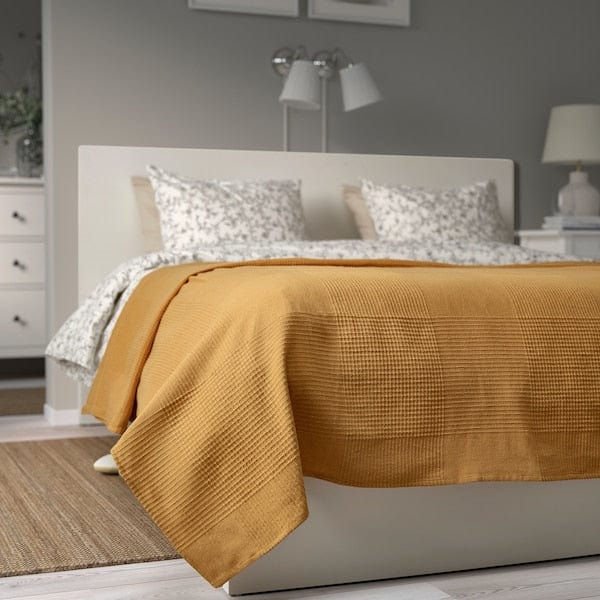 Ikea INDIRA - Bedspread, yellow-beige,230x250 cm