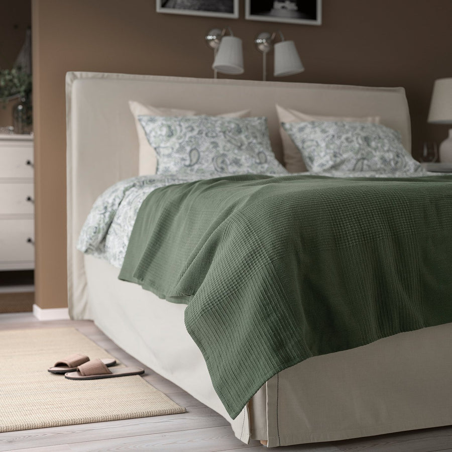 INDIRA bedspread, grey-green, 230x250 cm
