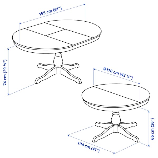 INGATORP / BERGMUND - Table and 4 chairs, white/white Kvillsfors dark blue/blue,110/155 cm