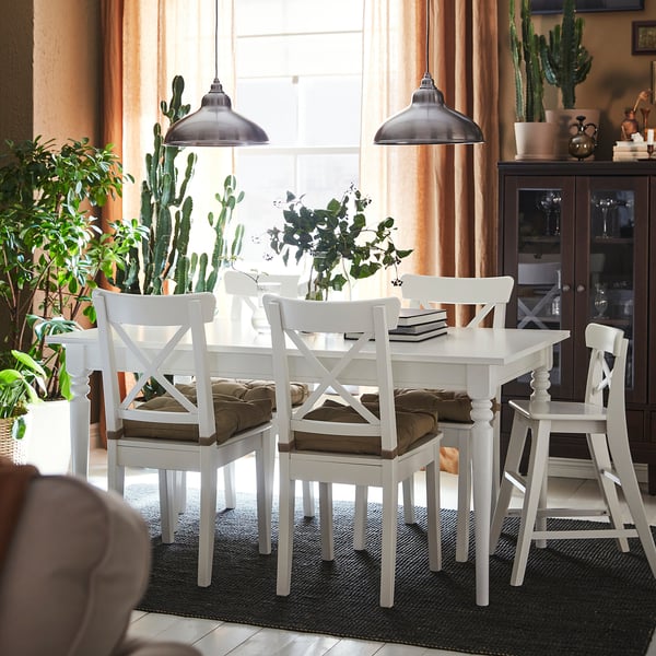 INGATORP / INGOLF - INGATORP / INGOLF Table and 4 chairs, white, 155/215 cm