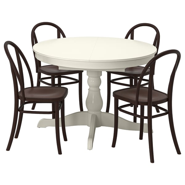 INGATORP / SKOGSBO - INGATORP / SKOGSBO Table and 4 chairs, white white/dark brown, 110/155 cm