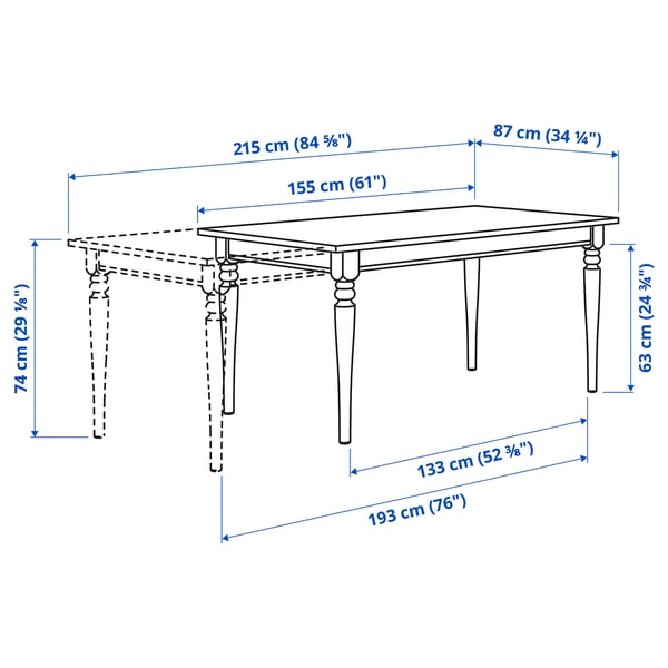 INGATORP / SKOGSTA - INGATORP / SKOGSTA Table and 4 chairs, white/acacia, 155/215 cm