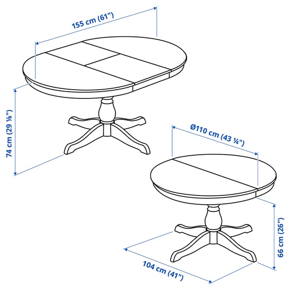 INGATORP - INGATORP Extendable table, black, 110/155 cm