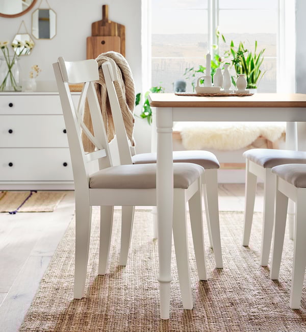 INGOLF Chair - white/Hallarp beige ,