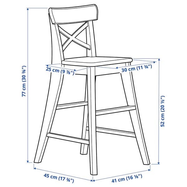 INGOLF junior chair, antique stain, 41x77x45 cm