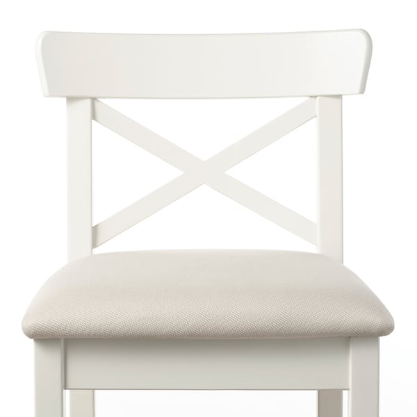 INGOLF Bar stool with backrest - white/Hallarp beige 75 cm , 75 cm