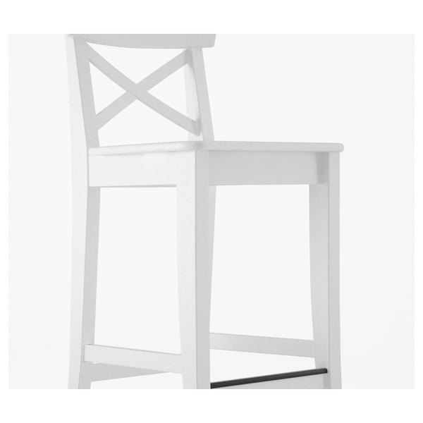 INGOLF bar stool with backrest, white, 63 cm