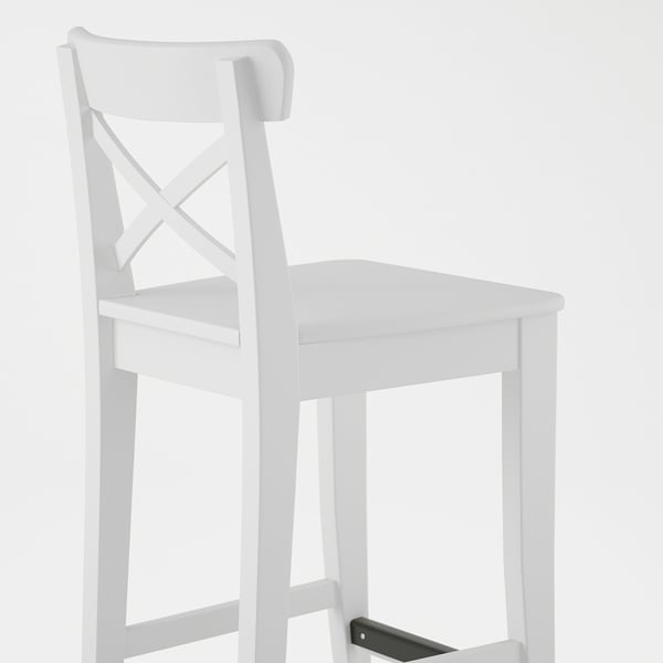 INGOLF bar stool with backrest, white, 63 cm