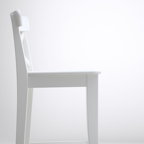 INGOLF bar stool with backrest, white, 63 cm