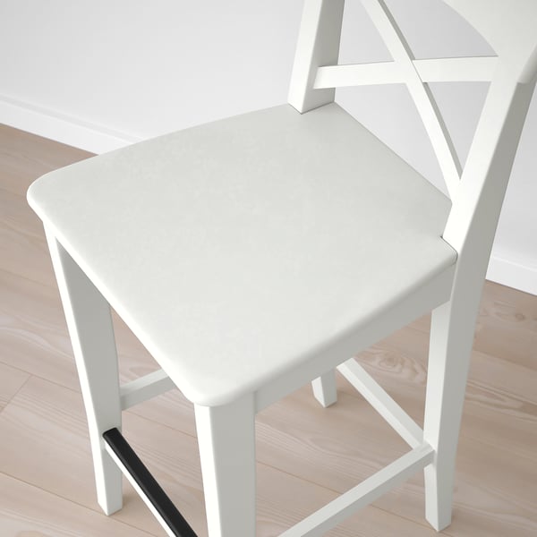 INGOLF bar stool with backrest, white, 40x91x45 cm
