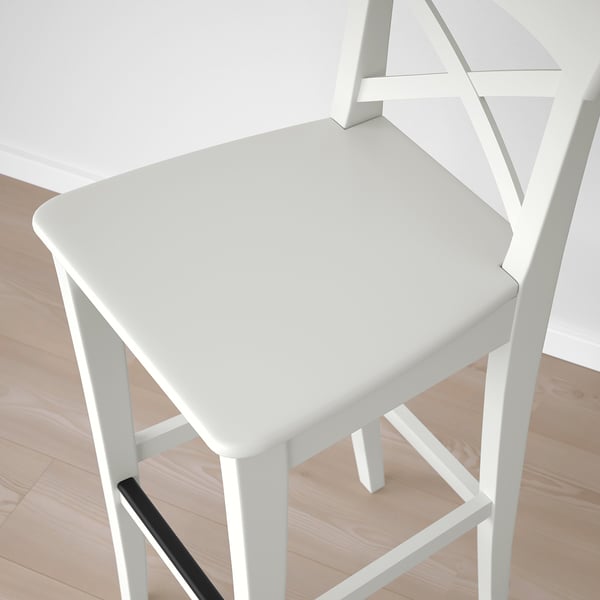 INGOLF bar stool with backrest, white, 74 cm