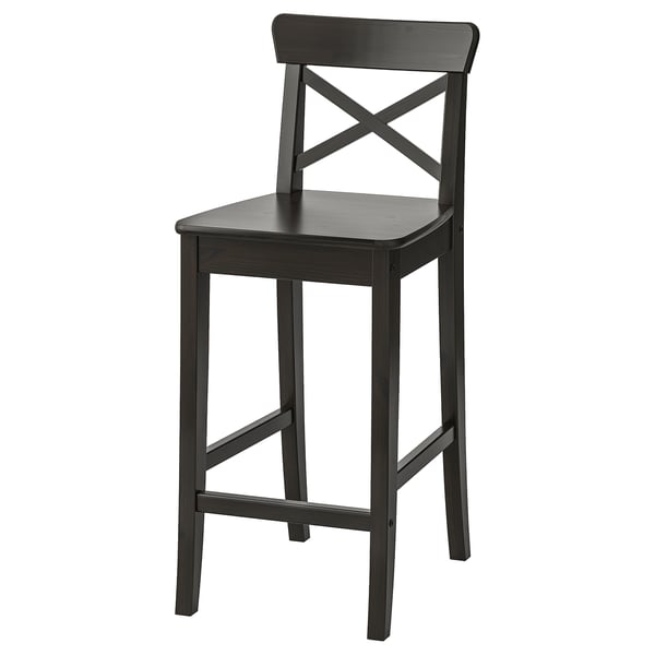 INGOLF - INGOLF Bar stool with backrest, brown-black, 63 cm