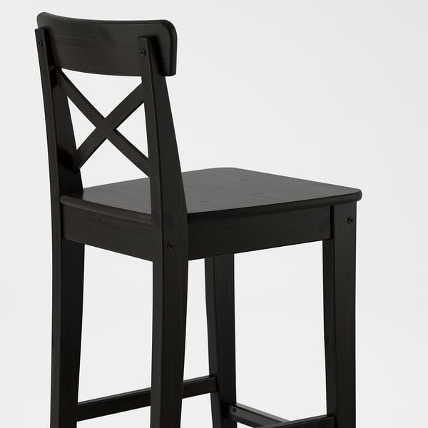 INGOLF - INGOLF Bar stool with backrest, brown-black, 74 cm