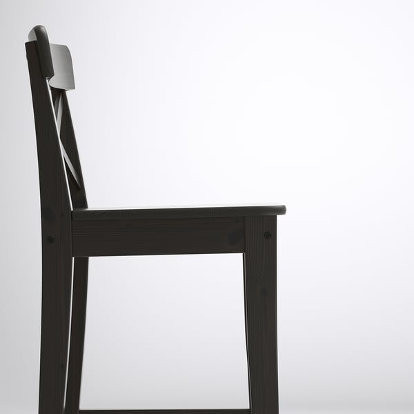 INGOLF - INGOLF Bar stool with backrest, brown-black, 74 cm