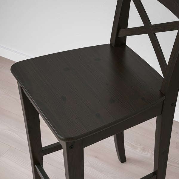 INGOLF - INGOLF Bar stool with backrest, brown-black, 63 cm