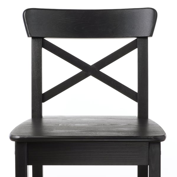 INGOLF - INGOLF Bar stool with backrest, brown-black, 74 cm