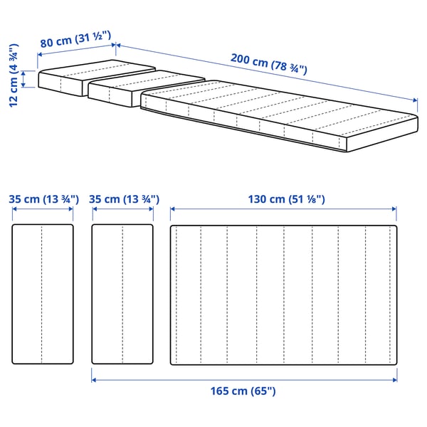 INNERLIG 80x200 cm extendable bed spring mattress , 80x200 cm
