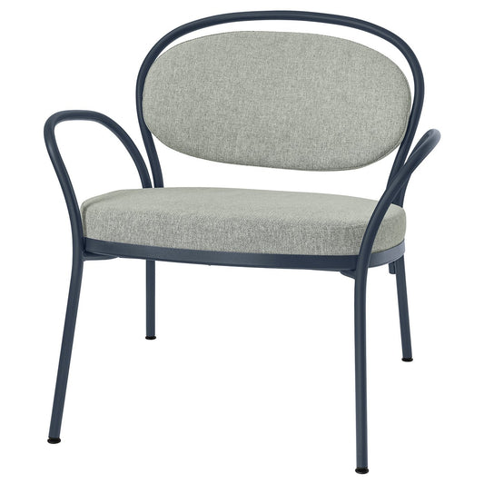 ISMANTORP armchair, metal black-blue/Tibbleby beige-grey, 72x71x66 cm