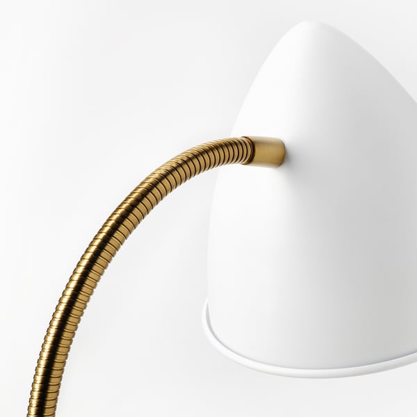 ISNÅLEN - LED work lamp, white / brass colour ,