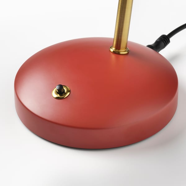ISNÅLEN LED work lamp, red/brass-colour, 13 cm