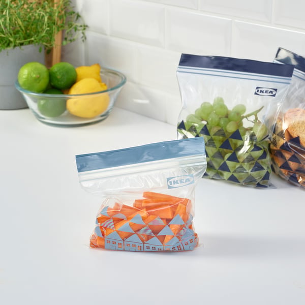 ISTAD resealable bag, patterned/blue, 1/0.4 l, 60 pack