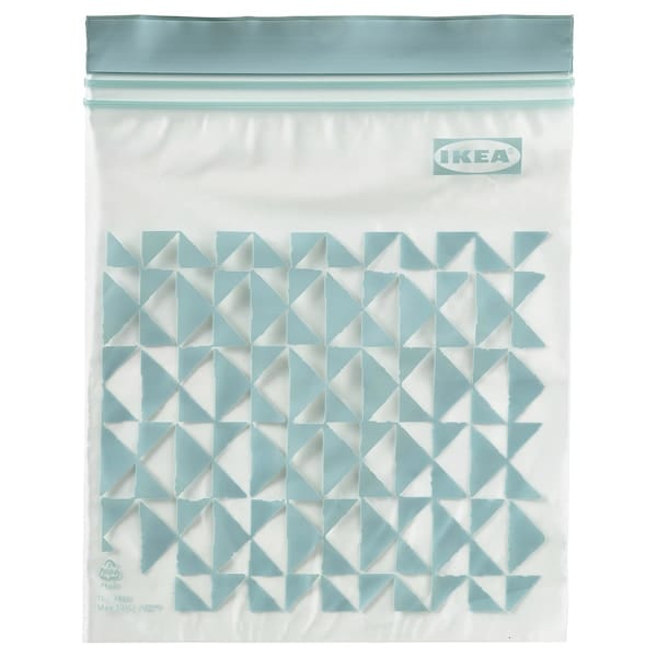 ISTAD - Resealable bag, patterned/pale grey-green, 1 l