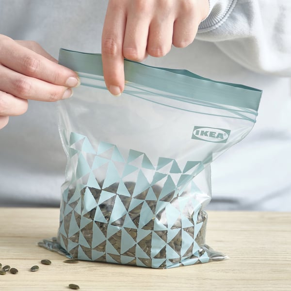 ISTAD resealable bag, patterned/pale grey-green