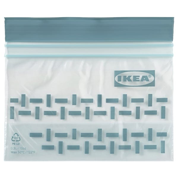 ISTAD - Resealable bag, patterned/grey-green, 0.3 l