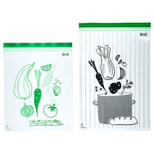 ISTAD resealable bag, patterned black/green, 4.0/6.0 l, 30 pack