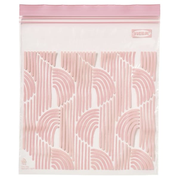 ISTAD - Resealable bag, patterned/pale pink, 2.5 l