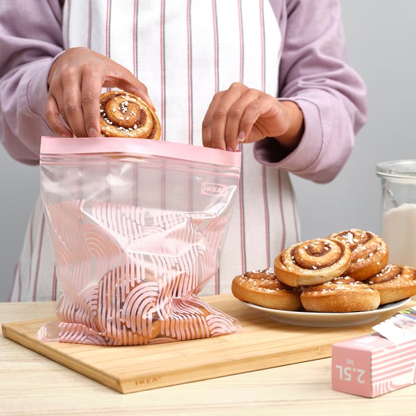 ISTAD resealable bag, patterned/pale pink