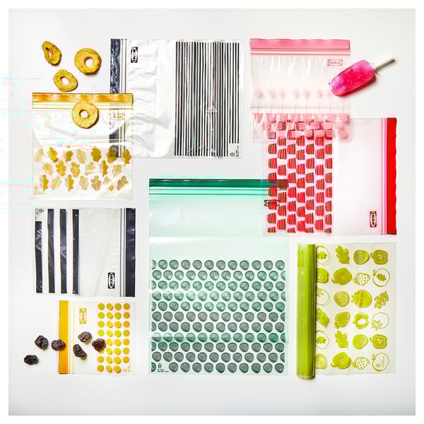 ISTAD resealable bag, patterned red/pink, 2.5/1.2 l, 50 pack