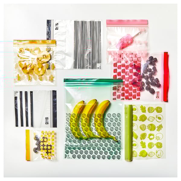 ISTAD - ISTAD Resealable bag, patterned red/pink, 2.5/1.2 l
