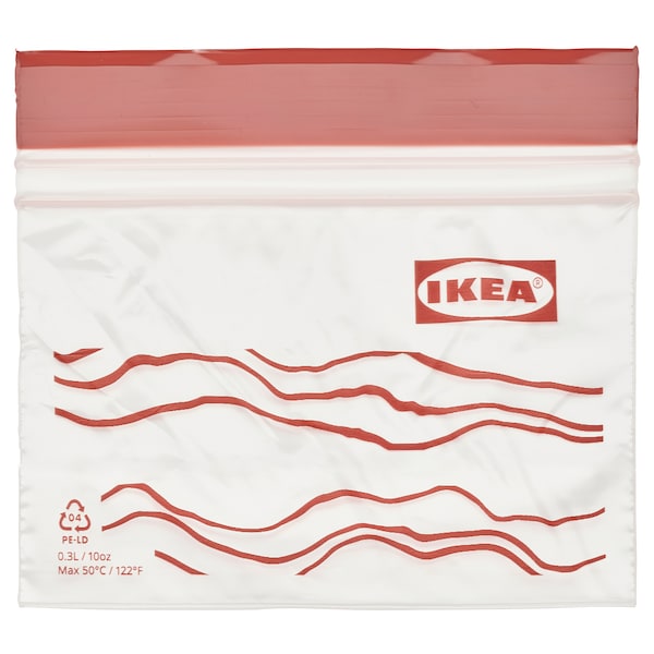 ISTAD - Resealable bag, patterned red, 0.3 l