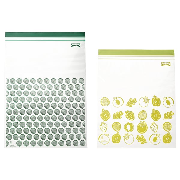 ISTAD resealable bag, patterned/green, 6/4.5 l, 30 pack