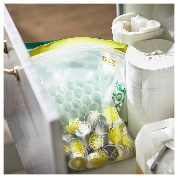 ISTAD resealable bag, patterned/green, 6/4.5 l, 30 pack