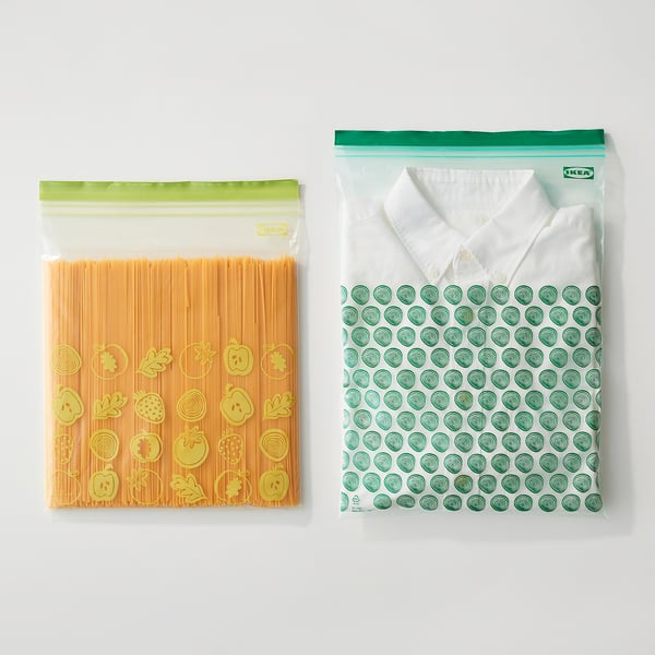 ISTAD resealable bag, patterned/green, 6/4.5 l, 30 pack