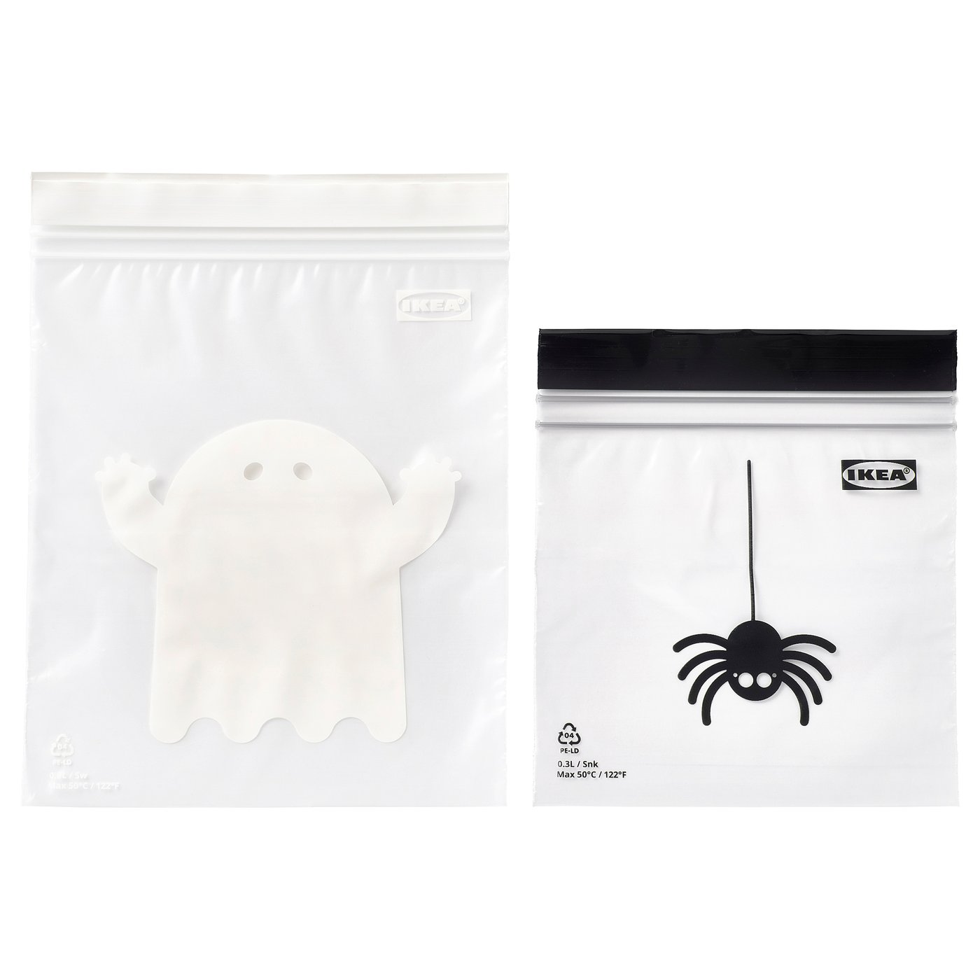 ISTAD resealable bag, mixed patterns white/black, 0.3/0.8 l, 60 pack